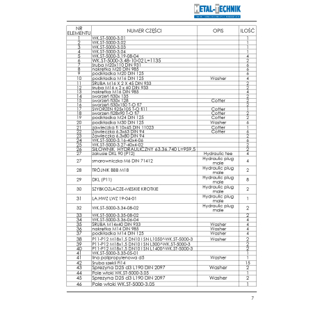 Katalog części zamiennych Włóka 2 siłowniki 5000-3